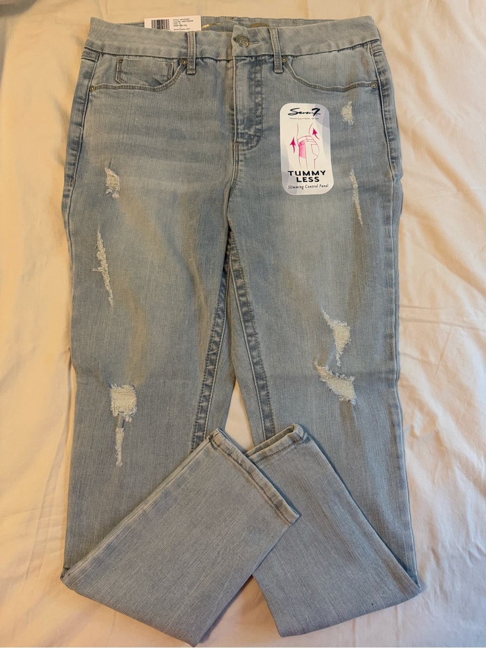 Seven7 Light Blue Distressed Slimming Skinny Jeans